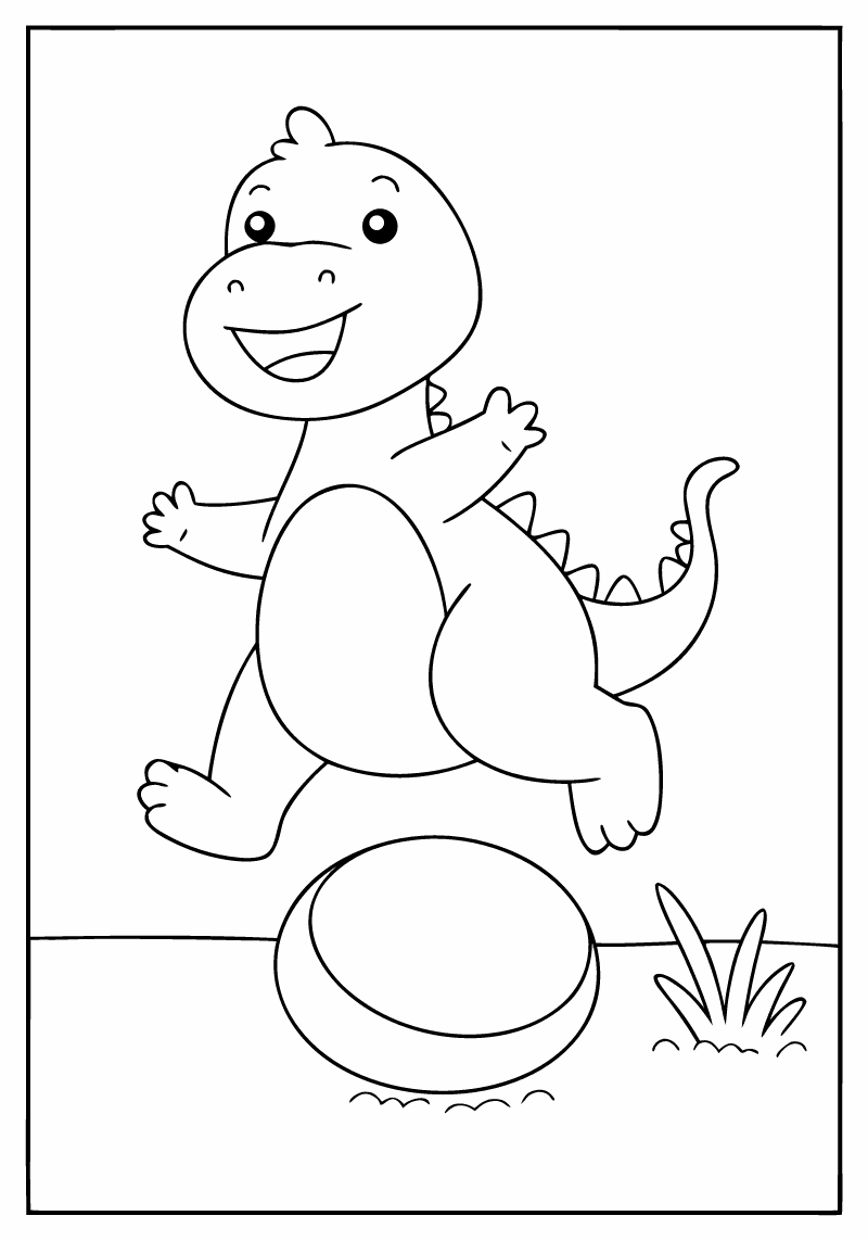 Maleside til print: dinosaur springer over sten