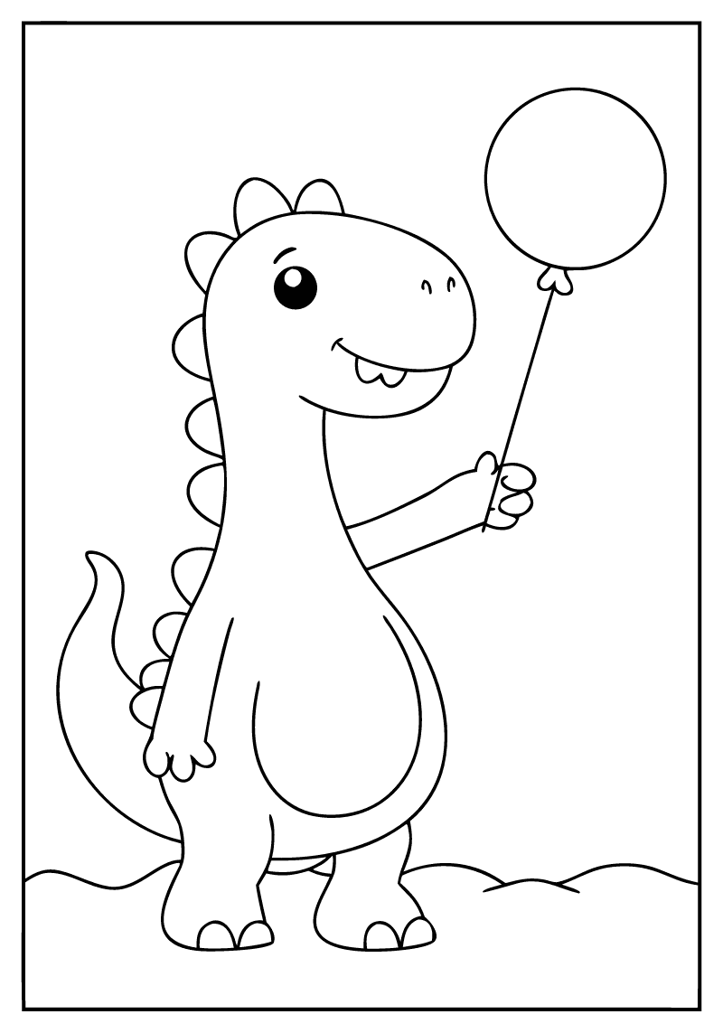 Maleside: dinosaur med ballon i snor