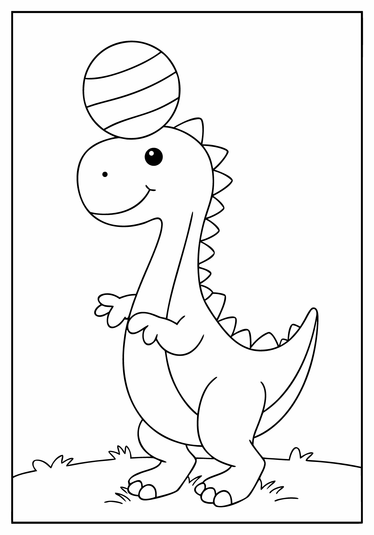 Glad dinosaur med stor bold